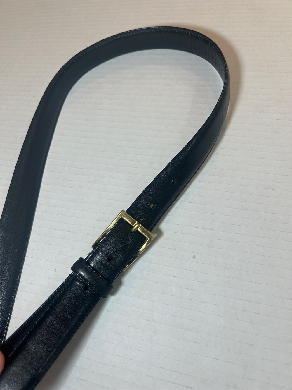 Club Room Black Leather Men's Belt with Gold Buckle